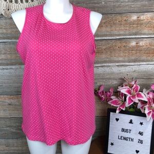 CJ Banks Pink Polka Dot Spring Stretch Tank Top 2x